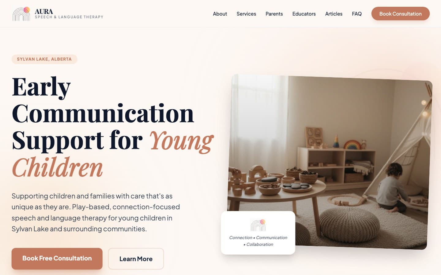 Recent client website — Aura Speech & Language Therapy