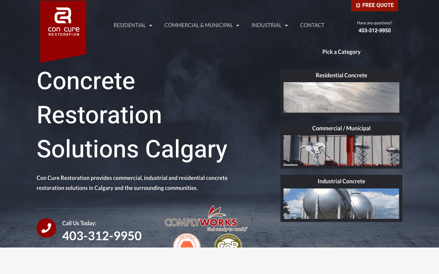 Concure Restoration website