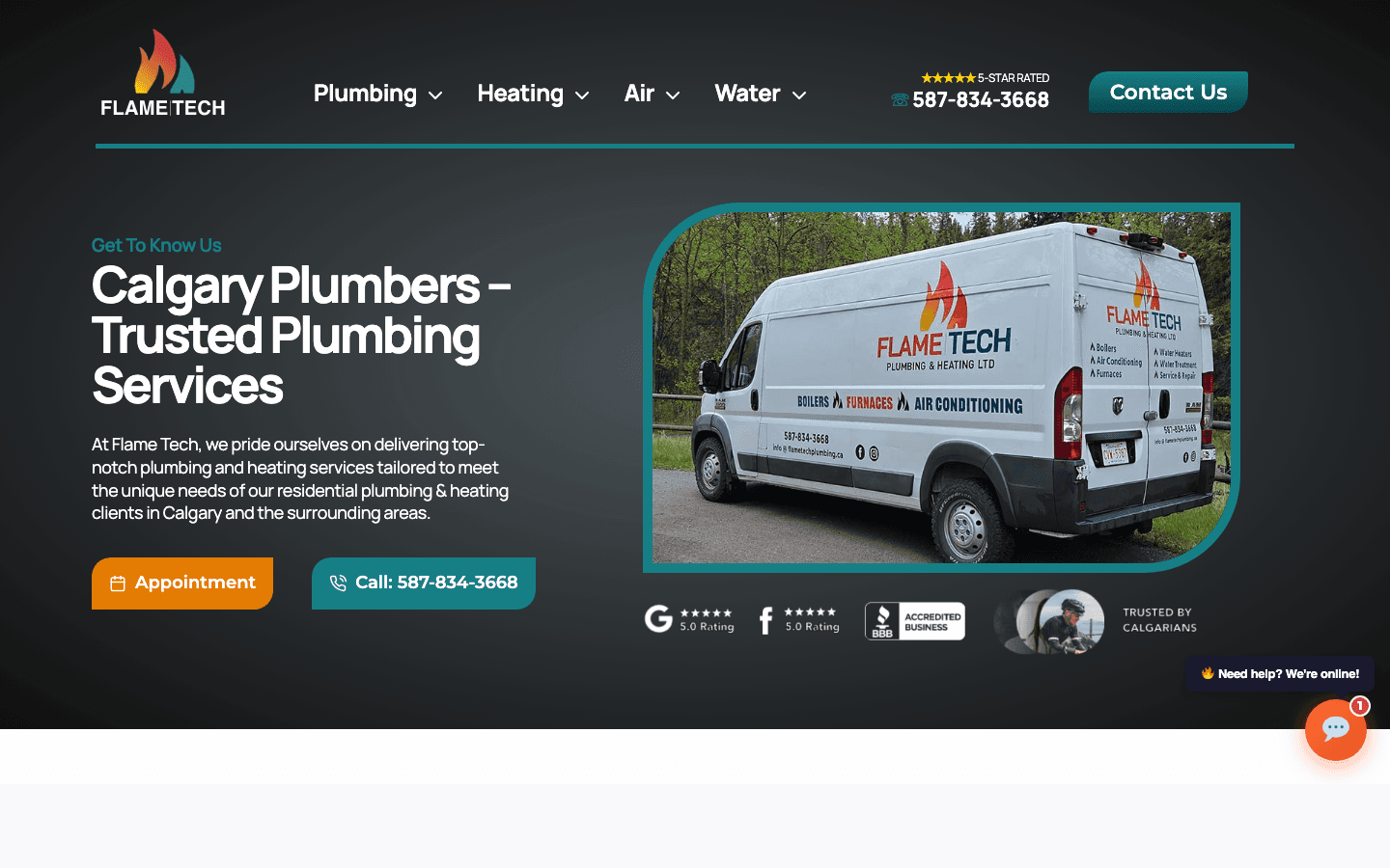 FlameTech Plumbing & Heating website
