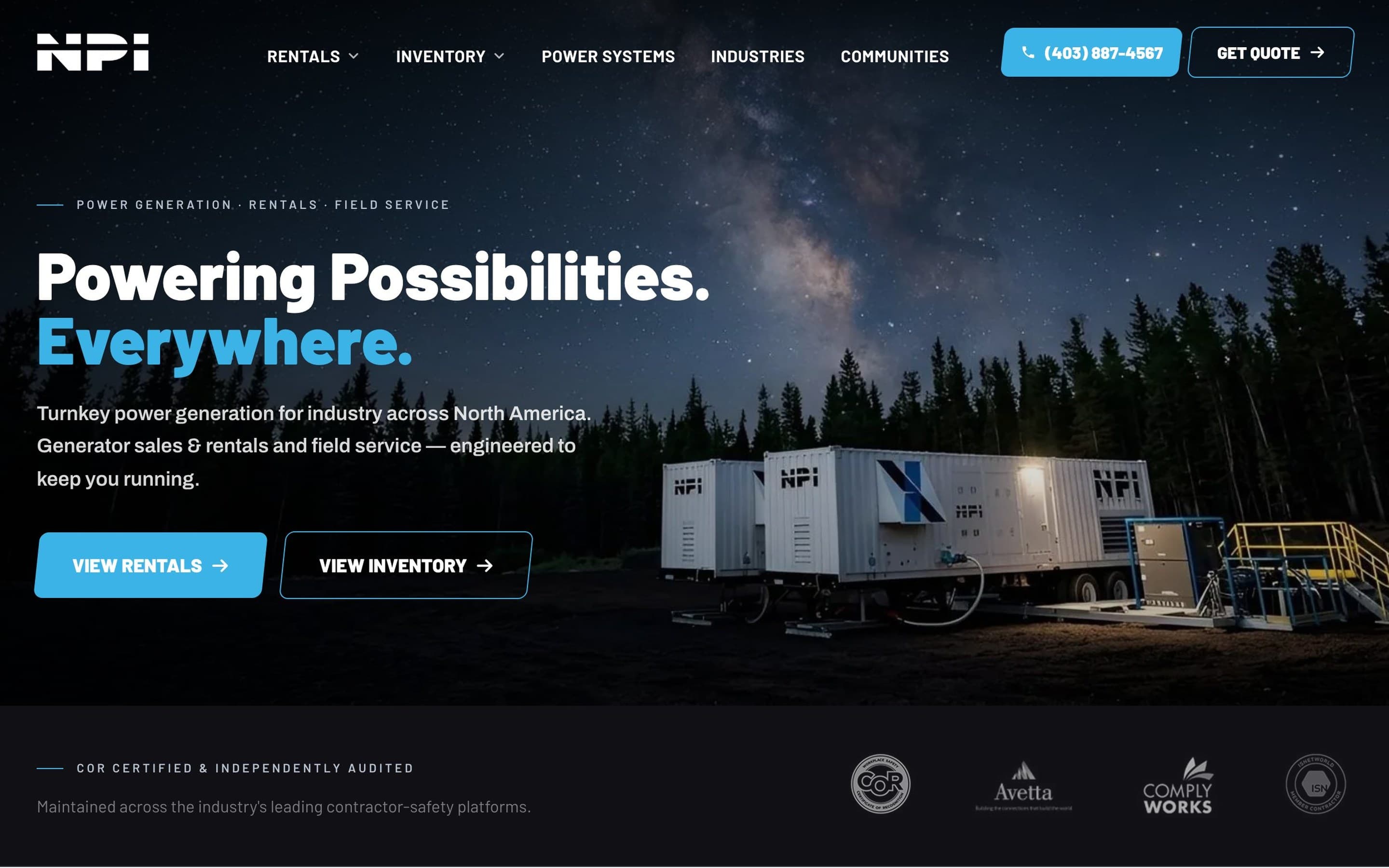 NexSource Power website homepage