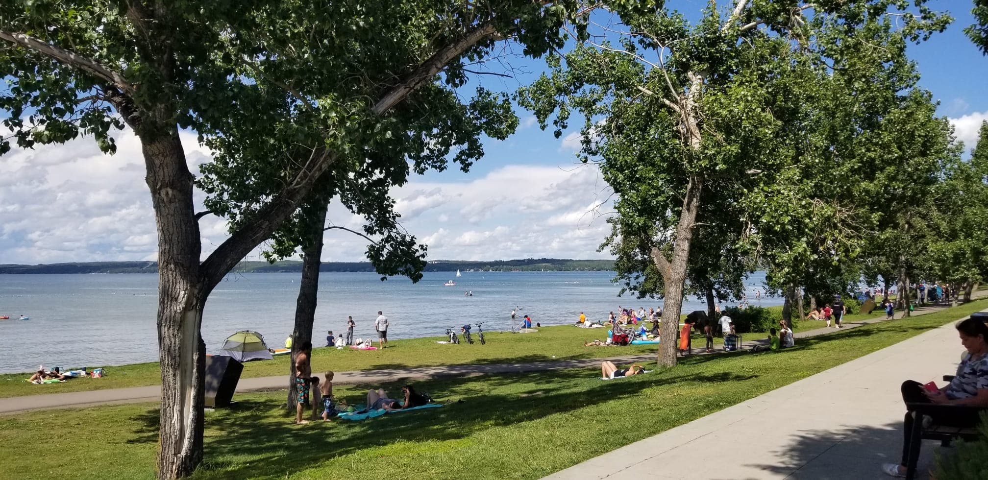 Sylvan Lake lakeshore on a summer day
